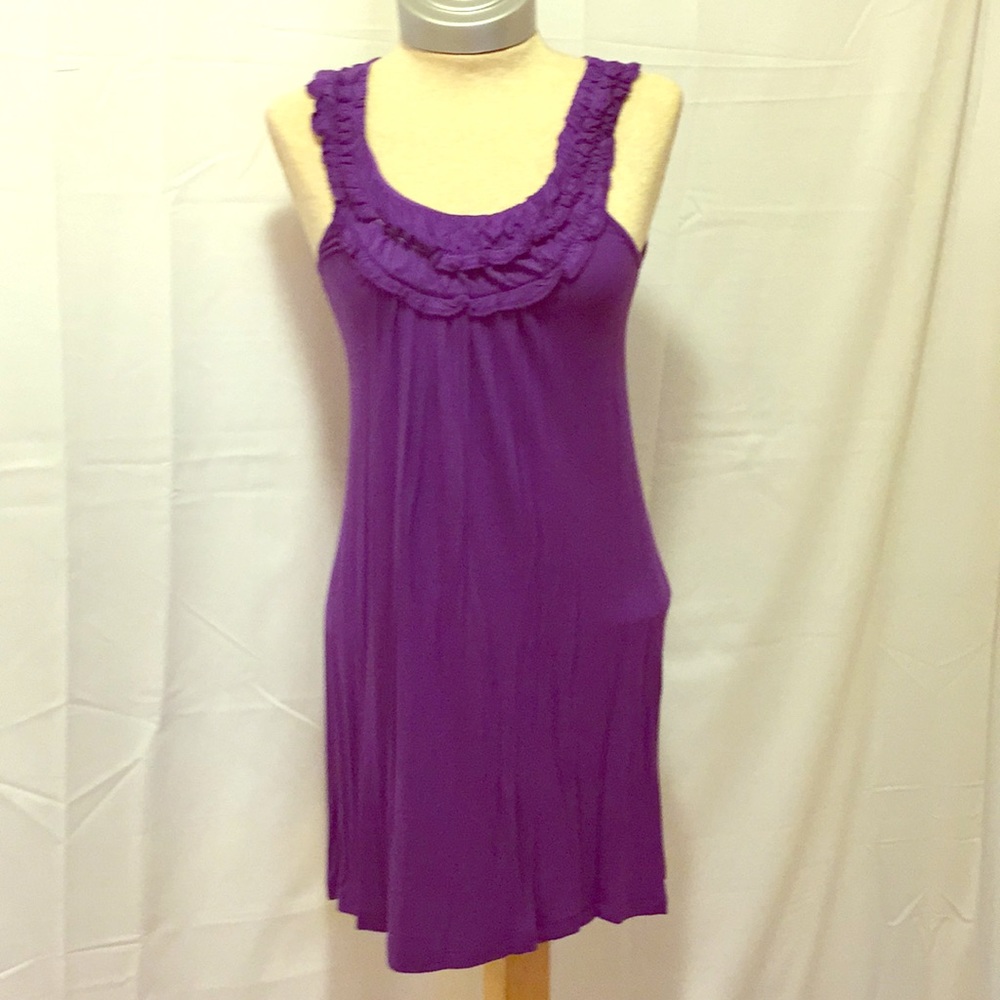 Purple Ruffle Sleeveless Summer Dress